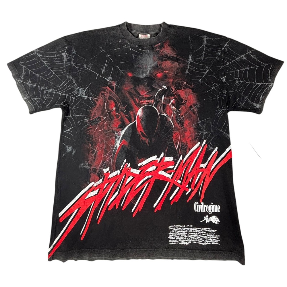 Civil Regime x Marvel Spider-Man Roses From Concrete Graphic T-Shirt Mens Medium